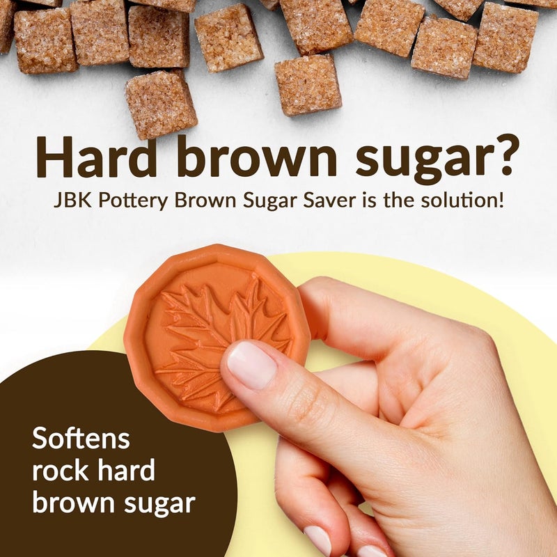 JBK Pottery Maple Leaf Terra Cotta Brown Sugar Saver - Image 2